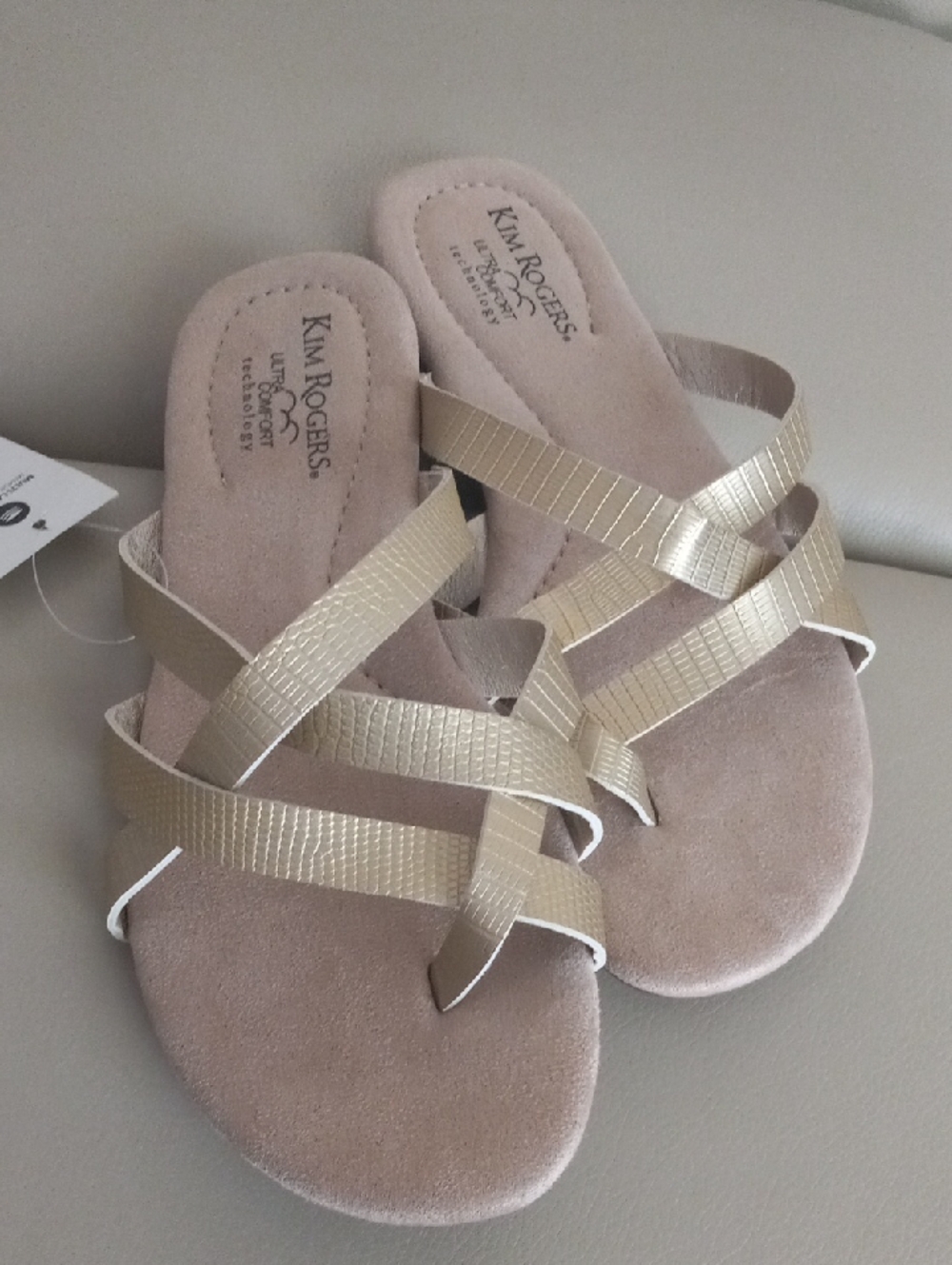 Kim Rogers Calissy Metallic Gold Crisscross Slide Sandals Size 8M